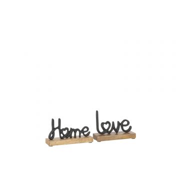 Letters love/home op voet hout aluminium zwart small ass2