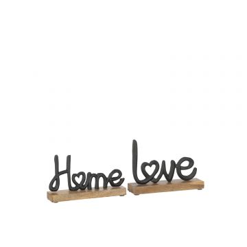 Letters love/home op voet hout aluminium zwart large ass3