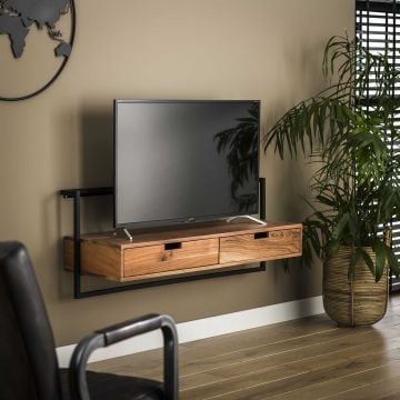Tv-meubel Stephen 120cm 2 lades - acacia hout naturel