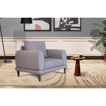 Atelier Del Sofa Wing Chair en gris, cadre en bois de pin