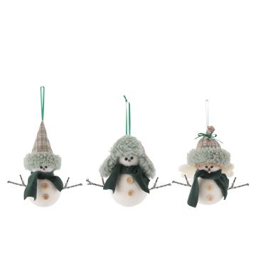 Hanger kerstman+muts polyfoam wit/groen assortiment van 3