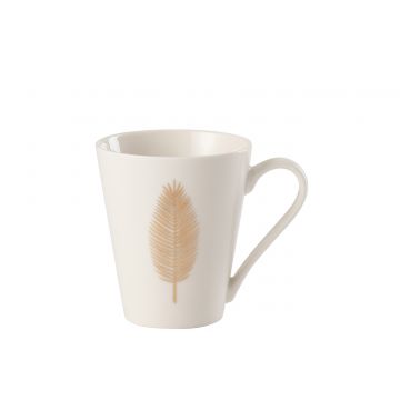 Mug plume porcelain blanc / or boite de 4