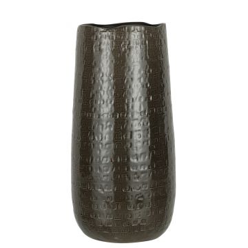 Vase motifs ceramique gris fonce large