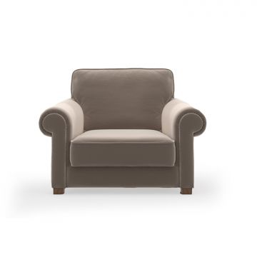 Del Sofa Wing Chair met houten frame en 100% fluwelen stof - Beige