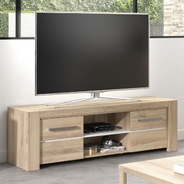 Meuble TV Oberon 160cm 2 portes - chêne/blanc
