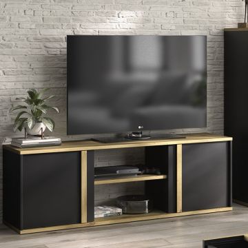 TV-meubel Ralphio 2 deuren - zwart/eik