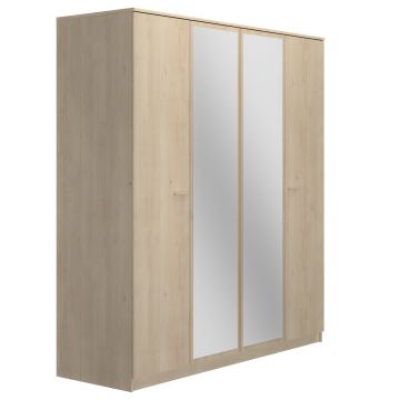 Kledingkast Tulle | Met spiegels | 181 x 60 x 200 cm | Blonde Oak-design