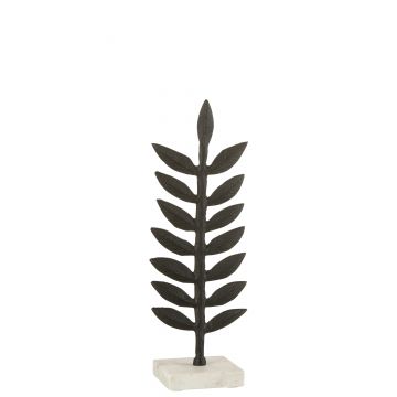 Figuur blad decoratief aluminium/marmer zwart/wit small
