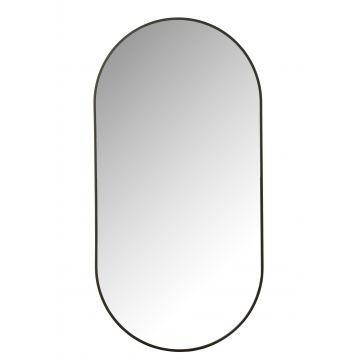 Miroir ovale verre/metal noir
