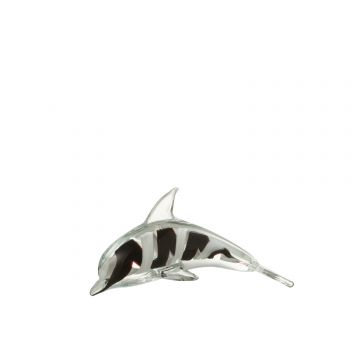 Presse-pap dauphin verre noir/blanc small
