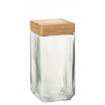Pot in glas brad glas/bamboo transparant/naturel extralarge