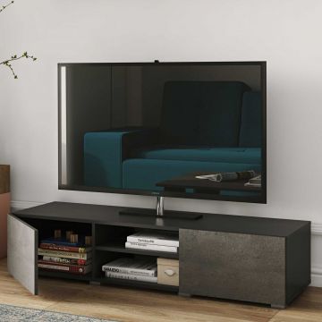 Tv-meubel Podium 140 cm - zwart/beton