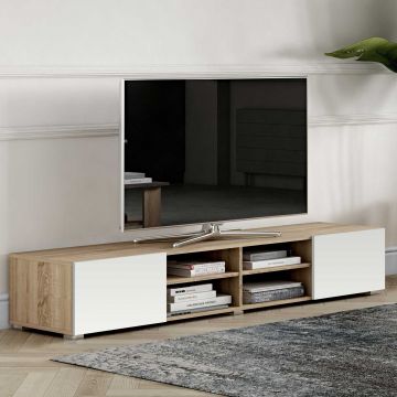Tv-meubel Podium 185 cm - eik/wit