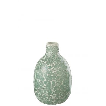 Vase mosaique rond verre vert/blanc medium