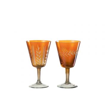Drinkglas voet verticaal hals glas oranje assortiment van 2