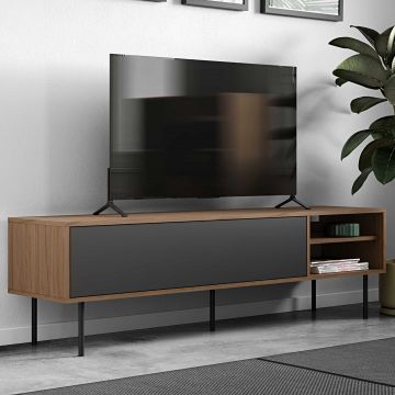 Tv-meubel Watt 165cm - walnoot/grijs