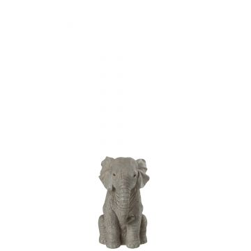 Elephant assis poly gris small