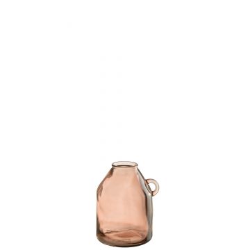 Vaas handvat cilinder glas licht roze small
