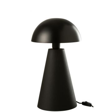 Tafellamp paddenstoel metaal mat+blinkend zwart