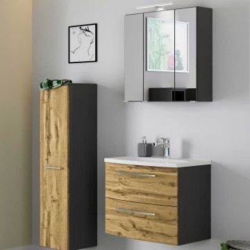 Ensemble salle de bains Gene 11 60cm - gris graphite/chêne wotan