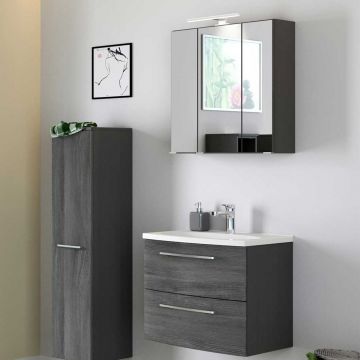 Ensemble salle de bains Gene 12 60cm - gris graphite/chêne gris