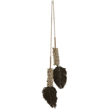 Hanger schelpen+katoen touw textiel naturel/donkerbruin