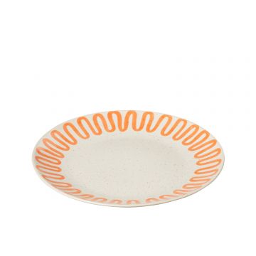 Assiette courbe porcelaine orange large