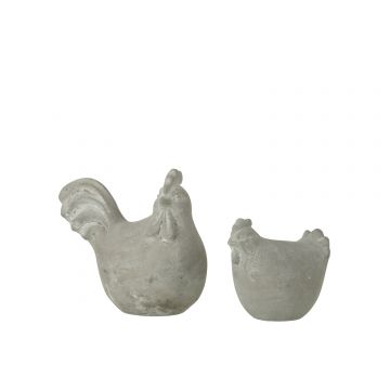 Set of 2 figurine lily cement grey