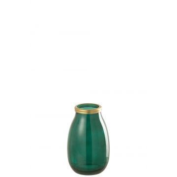 Vase bord or verre vert s