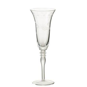 Champagneglas gegraveerd glas transparant