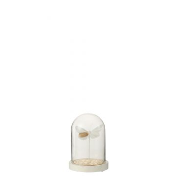 Cloche papillon+points verre blanc/or small