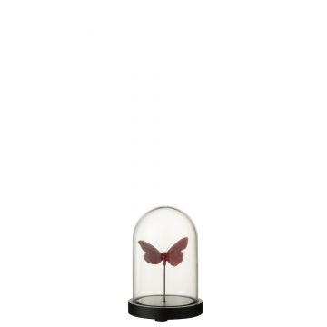 Cloche papillons verre rouge/burgundy small