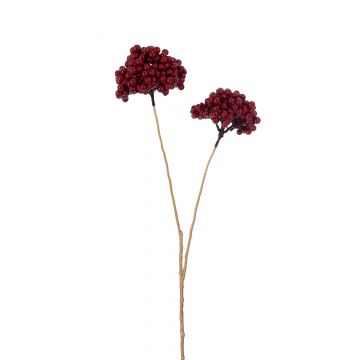 Branche 2 fleurs baies plastique rouge/or
