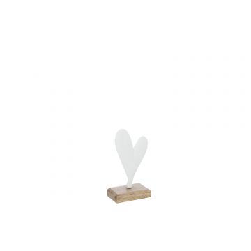 Coeur sur pied graphique aluminium/bois blanc small
