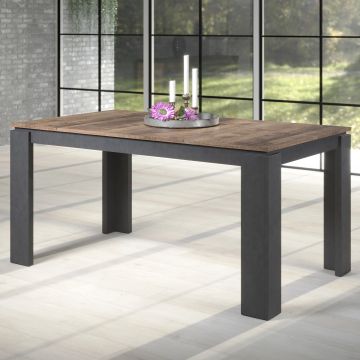 Eettafel Universal | Verlengbaar | 160 x 90 x 77 cm | Matera-grijs / Tobacco-brown Oak