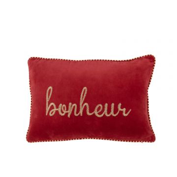 Kussen bonheur textiel rood/goud