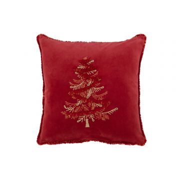 Coussin arbre textile rouge/or
