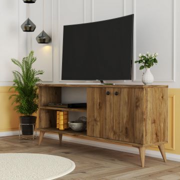 Modern TV-meubel | 100% Melamine coating | Notenhout | 138cm Breed | Zwevend Ontwerp