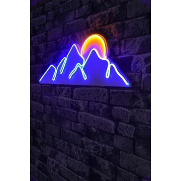 Neonverlichting bergen met zon - Wallity reeks - Blauw/geel