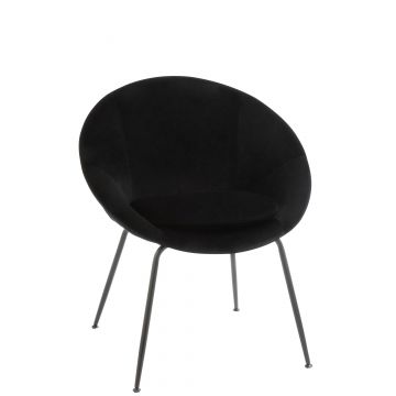 Chaise ronde metal/textile noir
