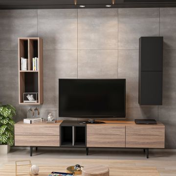 Woody Fashion TV-meubel | 100% Melamine | 18mm Dik | Zwart Wit Eiken
