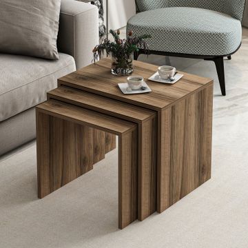 Woody Fashion Nesting Tables (3 stuks) | 100% Melamine | Walnoot