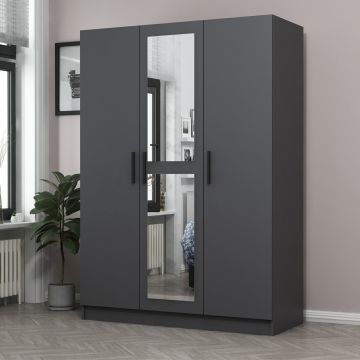 Armoire Woody Fashion 100% mélaminé (Anthracite)