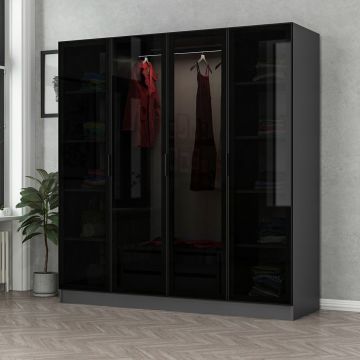 Armoire moderne anthracite | Woody Fashion | 100% Mélamine | 18 mm | 180x190x52 cm