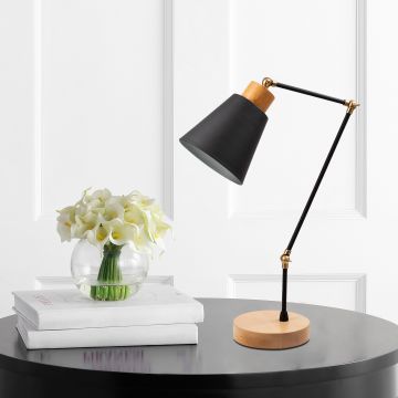 Lampe de table en chêne noir, élégante et contemporaine, 52 cm de hauteur et 14 cm de diamètre.