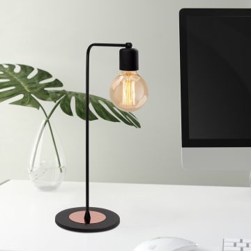 Lampe de table en cuivre noir, élégante et contemporaine, 17 cm de diamètre et 52 cm de hauteur.