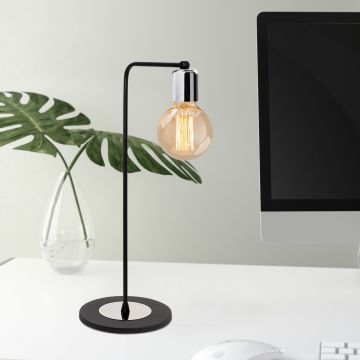Lampe de table décorative moderne | 17cm de diamètre | 52cm de hauteur | Noir argenté