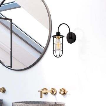 Strakke en moderne zwartgouden wandlamp | 12x33 cm | E27 Max 40W