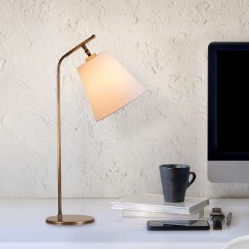 Oogverblindend Witte Vintage Tafellamp | Strak en Eigentijds Ontwerp | 16x28cm | Metalen Lamphuis
