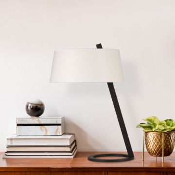 Strakke en eigentijdse 55cm Tafellamp | Metalen Lamp | 35cm Diameter | Wit Zwart